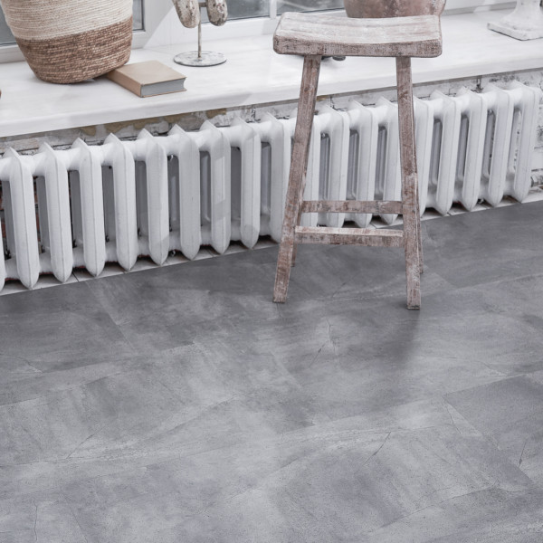 Виниловый пол (LVT) CERAMO VINILAM STONE GLUE 61602 Серый Бетон